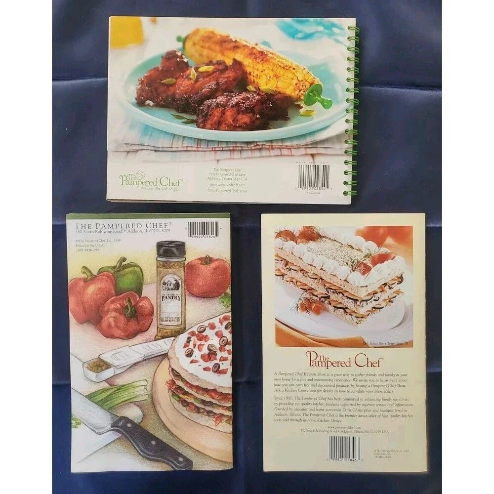 3 VTG Pampered Chef Cookbooks - 2 Seasons Best & 1 Grill It Quick Recipes LOT